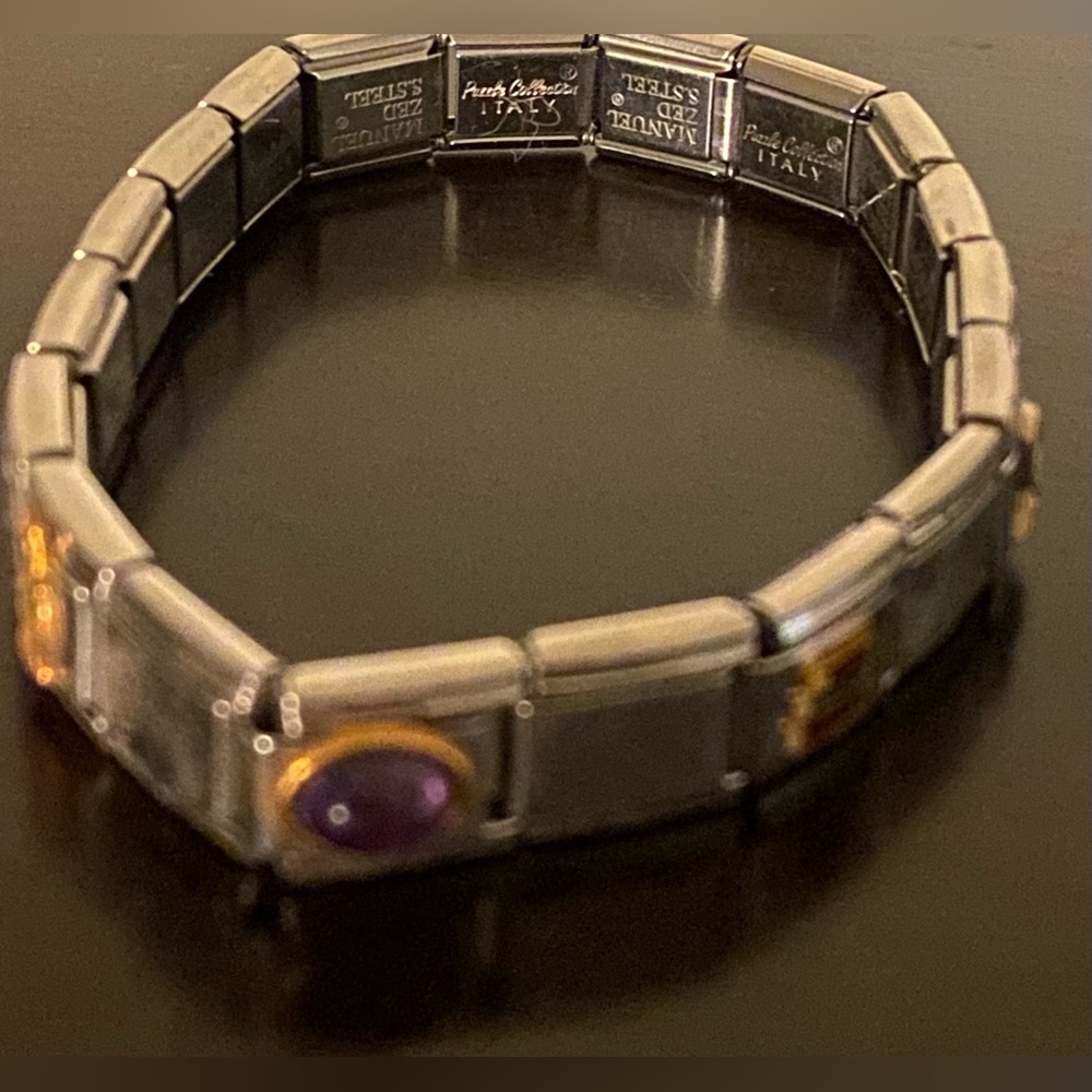 Vintage Manuel Zed Stainless Steel Link Charm Bracelet Italian Puzzle | Unisex - Picture 2 of 5